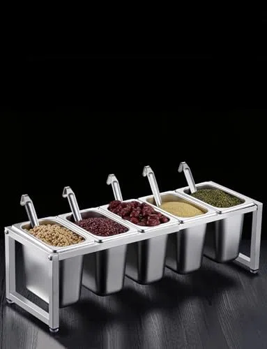 Dispensador de condimentos de acero inoxidable para almacenamiento de salsas y especias en la cocina