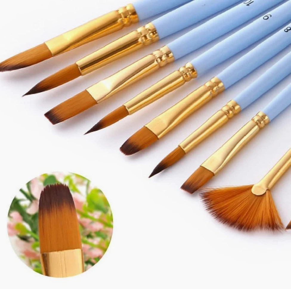 Juego de 12 Pinceles para Acuarela para Aprender a Pintar, con Pelo de Nailon y Mango de Madera, para Pintar al óleo, acrílicos y Arte.,
