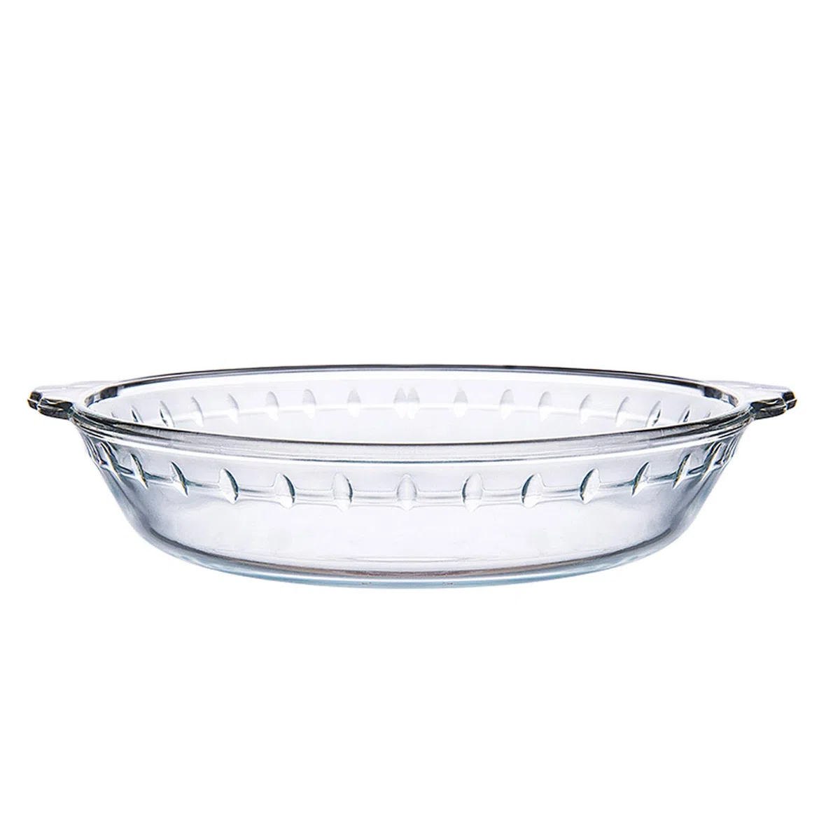 NUTRIUPS Plato Eedondo de Vidrio para Hornear con Asa, Plato para Servir Pasteles, Alta Resistencia al Calor, Moldes para Hornear de Vidrio para Pasteles, Tartas, Flan (22x18,52x4,5 cm)