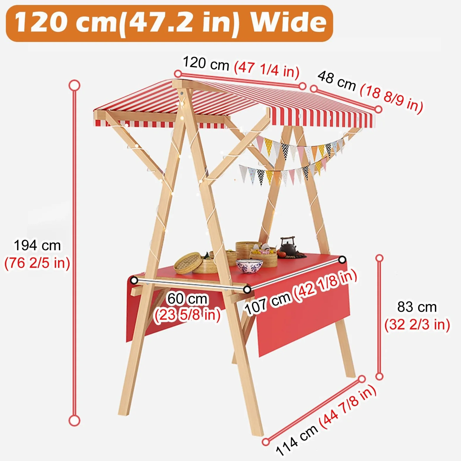 Carrito de distribución plegable – Soporte portátil de comida callejera para catering y exhibiciones de mercado, altura ajustable, ligero, fácil de transportar