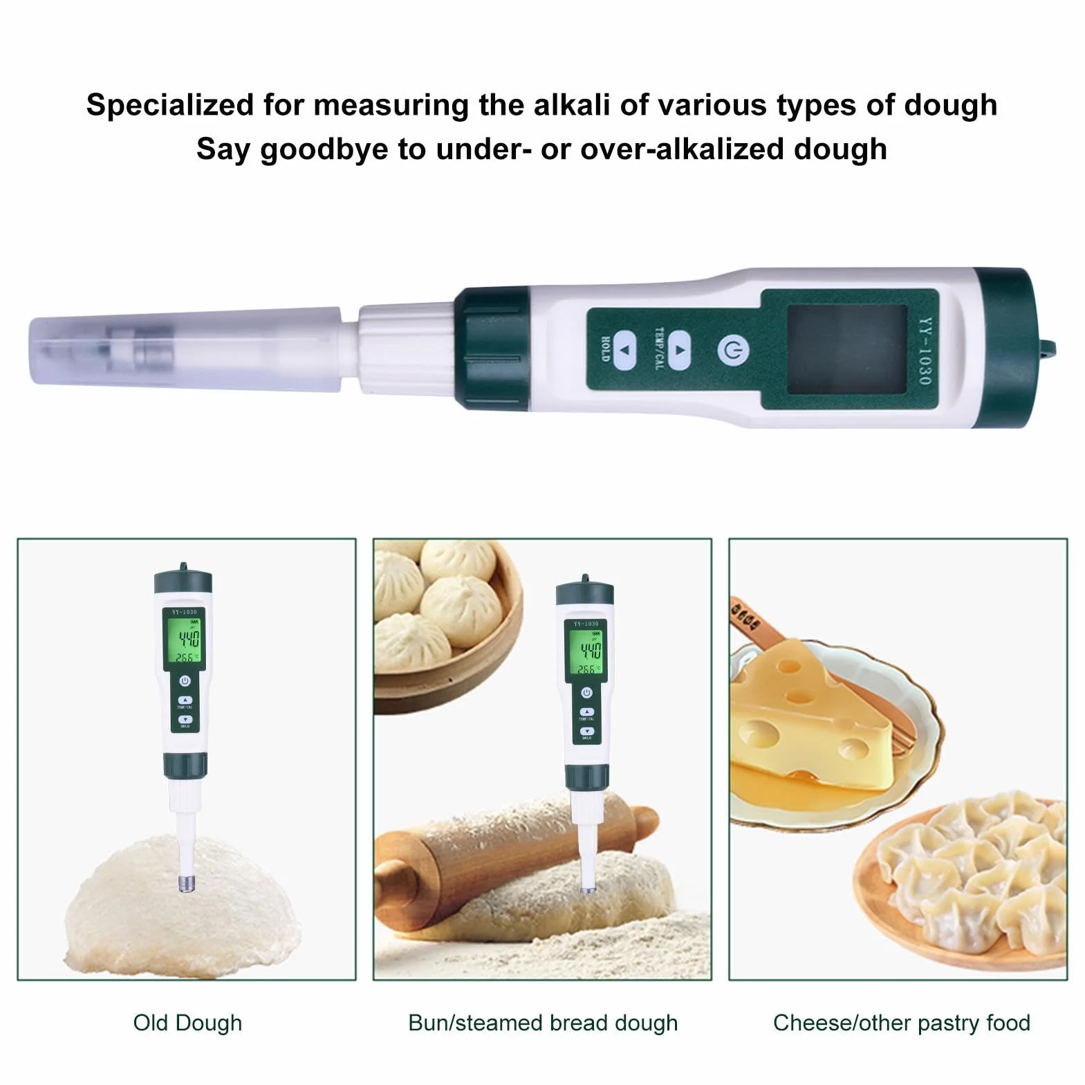XIAOXIAOYU medidor de pH para Alimentos, probador de pH de Alimentos | medidor de pH con sonda de pH de Alta precisión,Monitor de pH portátil para Agua, Acuario, levadura, conservado, muestras