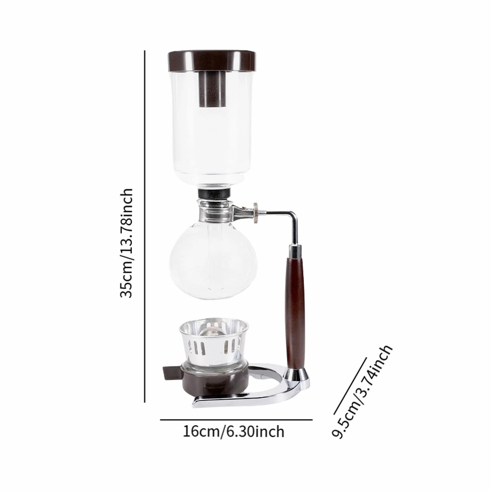 Cafetera de Sifón, Vidrio, Transparente Y Ligero Elegante Elegante Sof Vacuum para El Café Home Cafe Lovers Gift, tal como se describe, 360 Ml