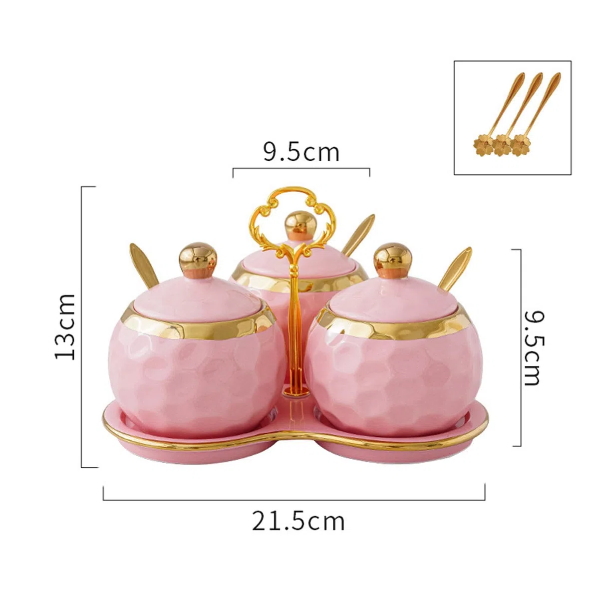 3 Tarros de Cerámica para Especias Y Condimentos, Ideales para Restaurantes, Cocinas Y Encimeras (Color Rosa), Rosa, Individual