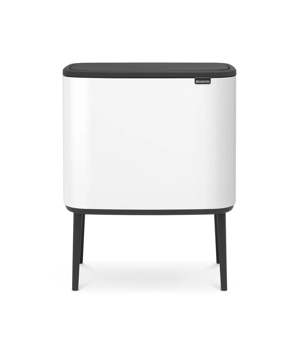 Brabantia Bo Touch Bin Cubo de Basura, Acero Inoxidable, Blanco, 11 + 23 litros