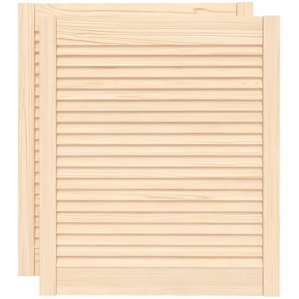 Puertas de Armario de Lamas 2 uds Madera de Pino 69x59,4 cm,Ferretería para armarios,Puertas de armarios,4.37kg-151131