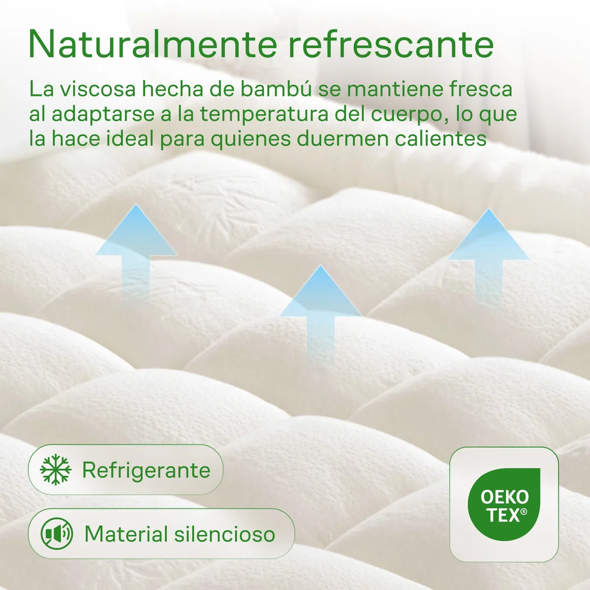 Niagara Sobrecolchón de bambú | Topper para colchón 135 x 190 cm | Grosor 3 cm | Refrescante, Transpirable para aliviar el Dolor de Espalda, Bolsillos Profundos para colchones de 20-50 cm