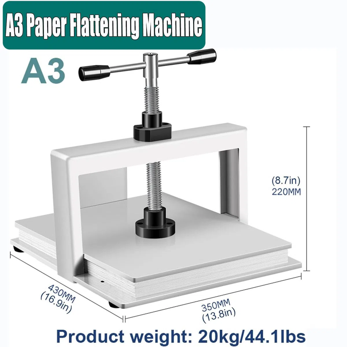 Prensa manual de papel para prensa de libros A4/A3, máquina aplanadora de papel, carpeta resistente, 1500 kg de presión grande para cortar fotos, folletos
