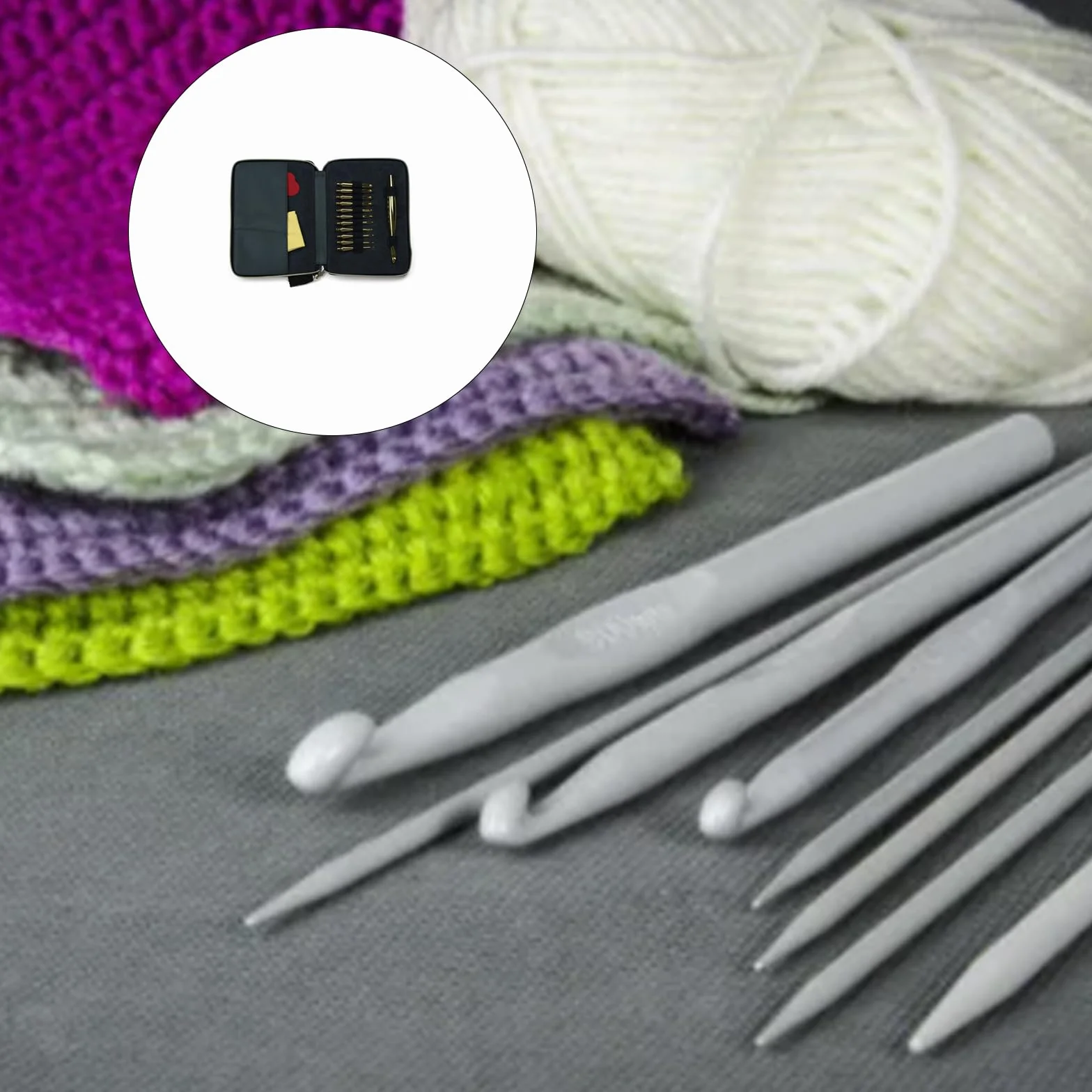 Herramientas de tejer de varios tamaños de alta calidad con ganchos extraíbles y estuche compacto para manualidades, juego ergonómico de aluminio suave de ganchillo con herramientas