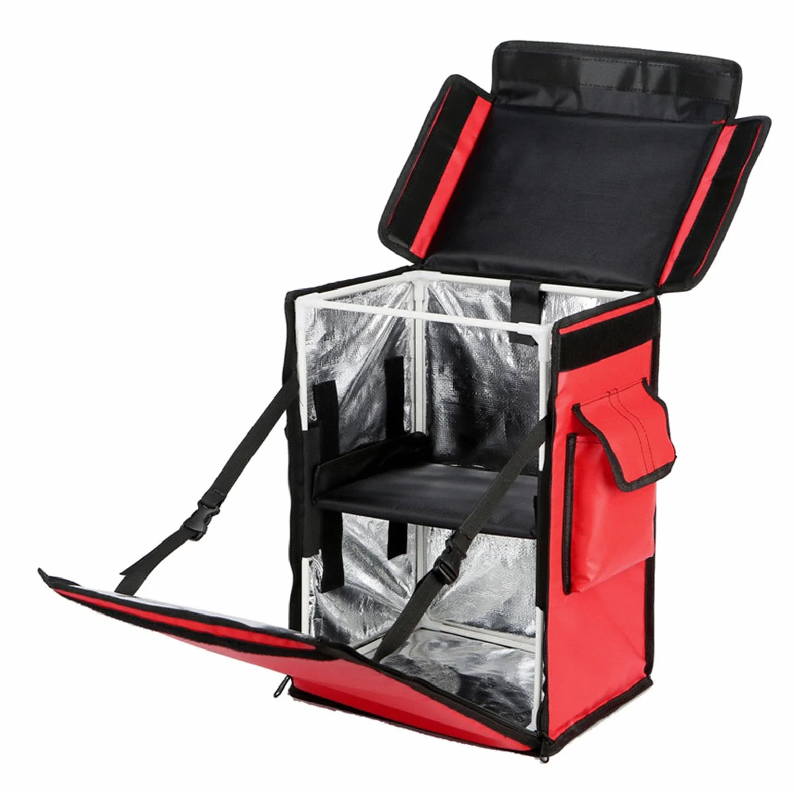 Mochila Isotérmica para Reparto de Comida, Bolsa de Catering, Bolsa Térmica para Alimentos Fríos Y Calientes para Reparto en Coche, Camping Y, Rojo, Individual
