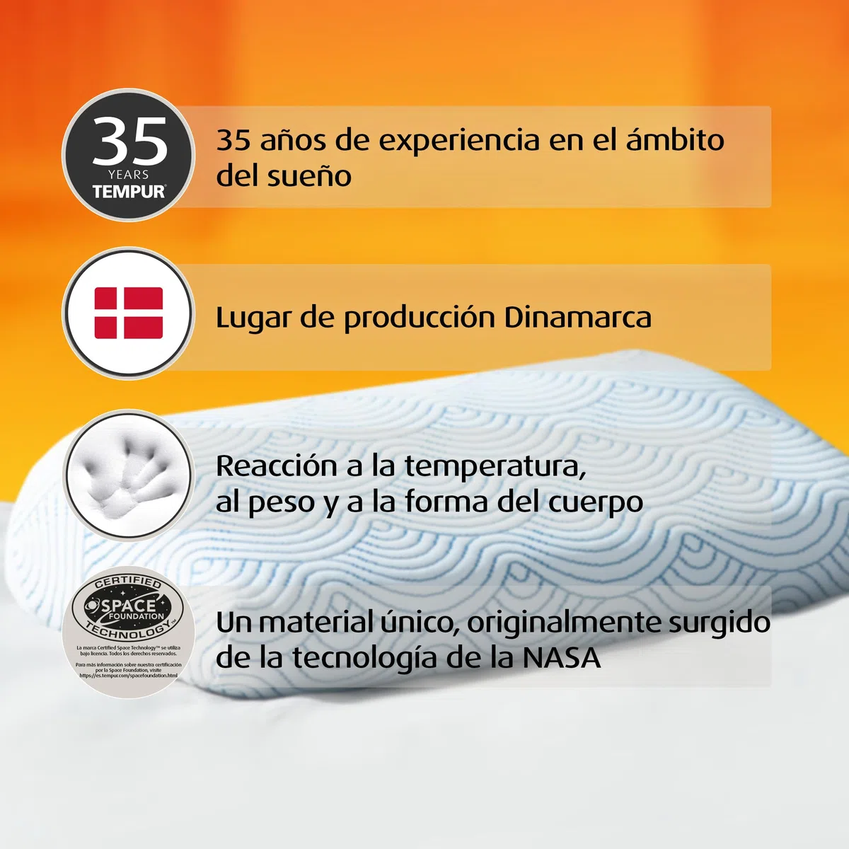 TEMPUR Almohada Ease, sensación Firme, 50 x 31 x 10/5 cm | Almohada cervical ergonómica TEMPUR de espuma viscoelástica compatible con todas las posiciones de descanso.
