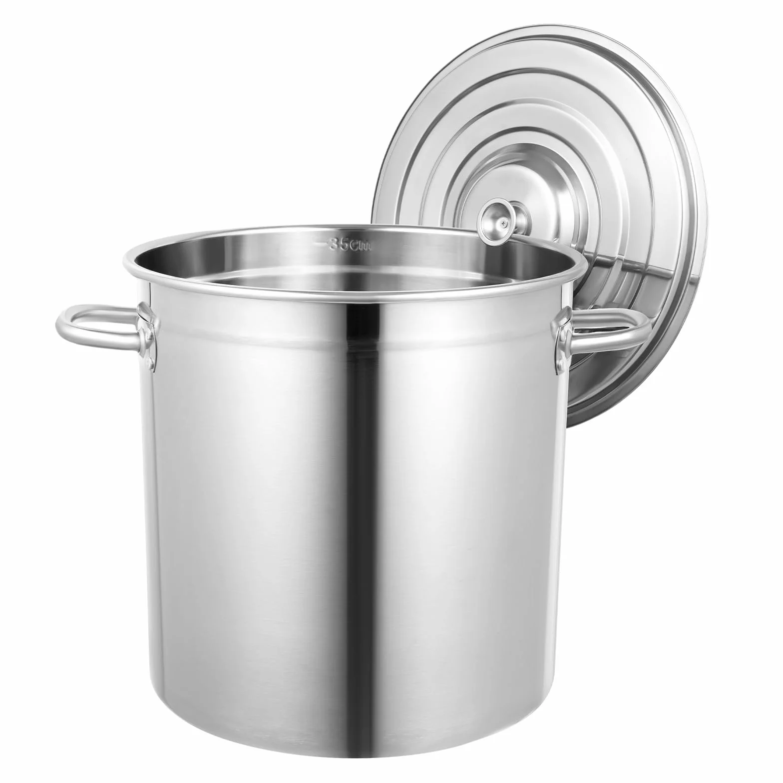 30/50/70L Gastronomía Olla con tapa de acero inoxidable, olla grande de inducción con asas, para camping, para cocinas de gas, cocinas eléctricas, cocinas de inducción (35 L)