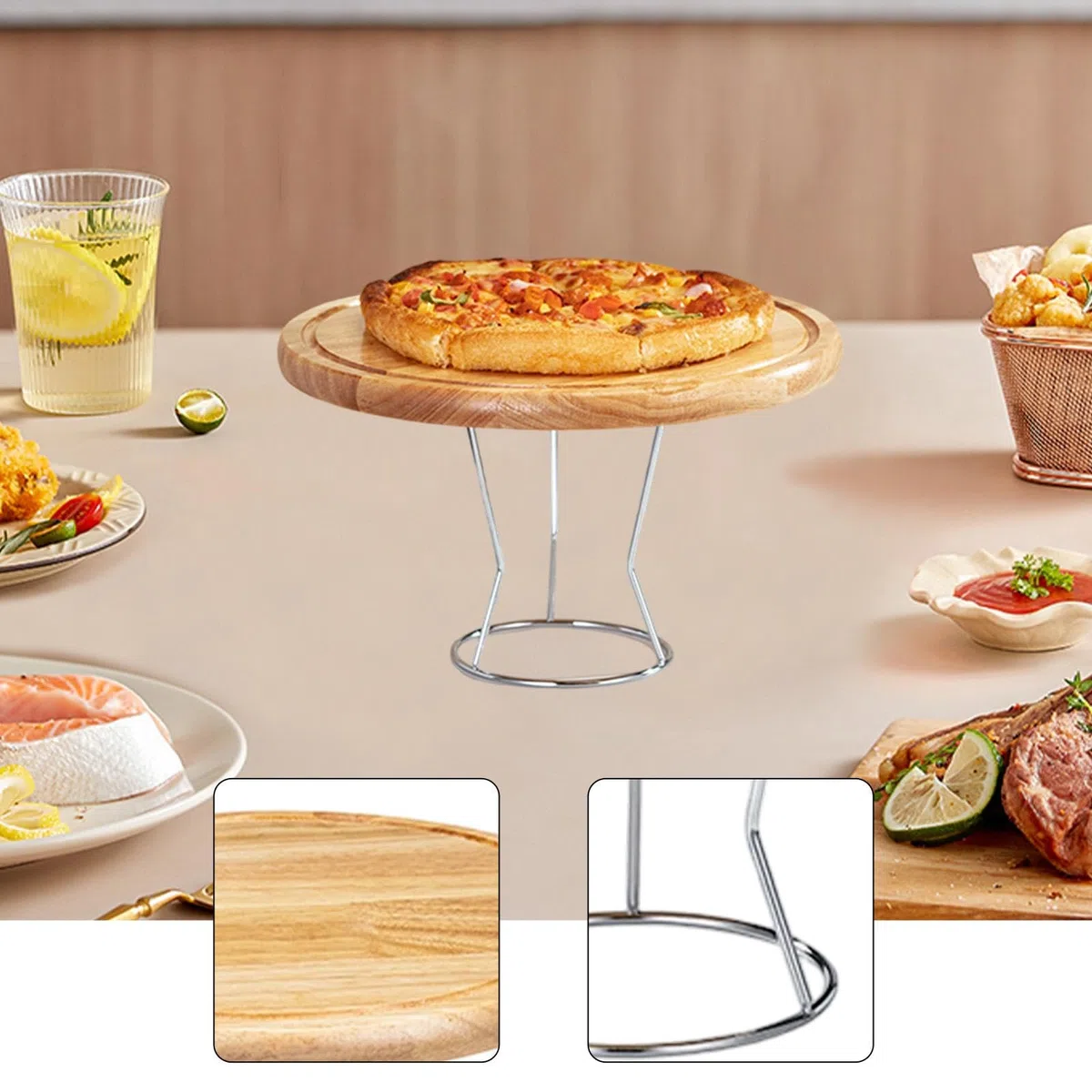 Soporte para Bandeja de Pizza, Bandeja para Pizza, Plato para Servir, Expositor de Mesa para Dulces, Embutidos, Aperitivos, Galletas Y Queso, 10 Inch