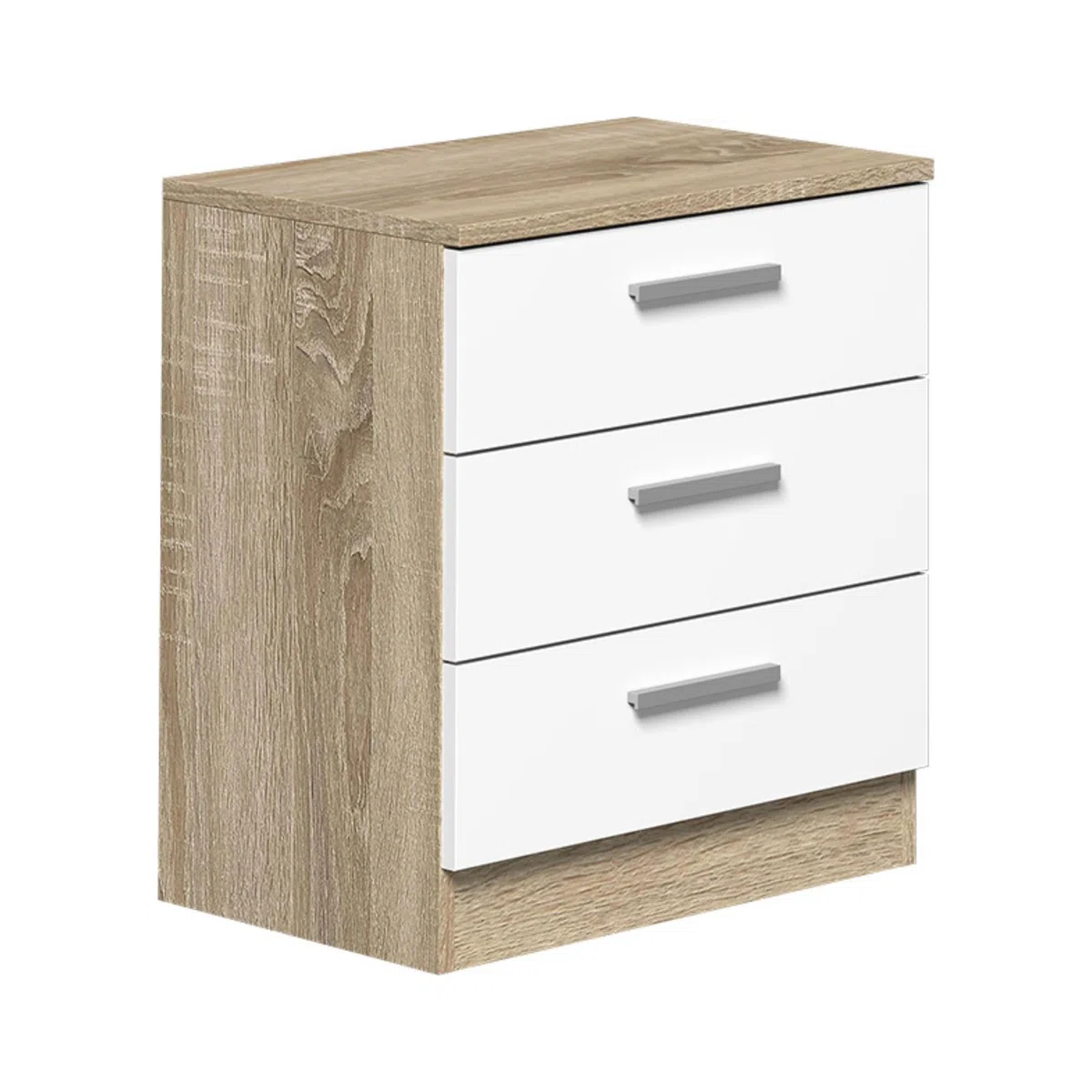 Pack Cabecero y 2 Mesitas de Noche, Dormitorio Doble, Dormitorio Completo, Acabado en Cambria y Blanco, 220 cm (An) x50 cm(Al) x 35 cm(Fon) - Meyvaser