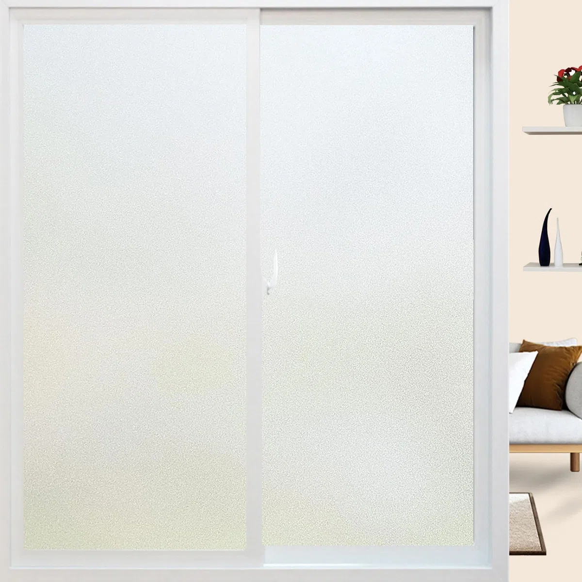 Película de privacidad para ventana, 60 x 340 cm, no adhesiva, estática, esmerilada, pegatinas decorativas para el hogar y la oficina, filtro de luz solar, fácil de instalar, elegante solución de