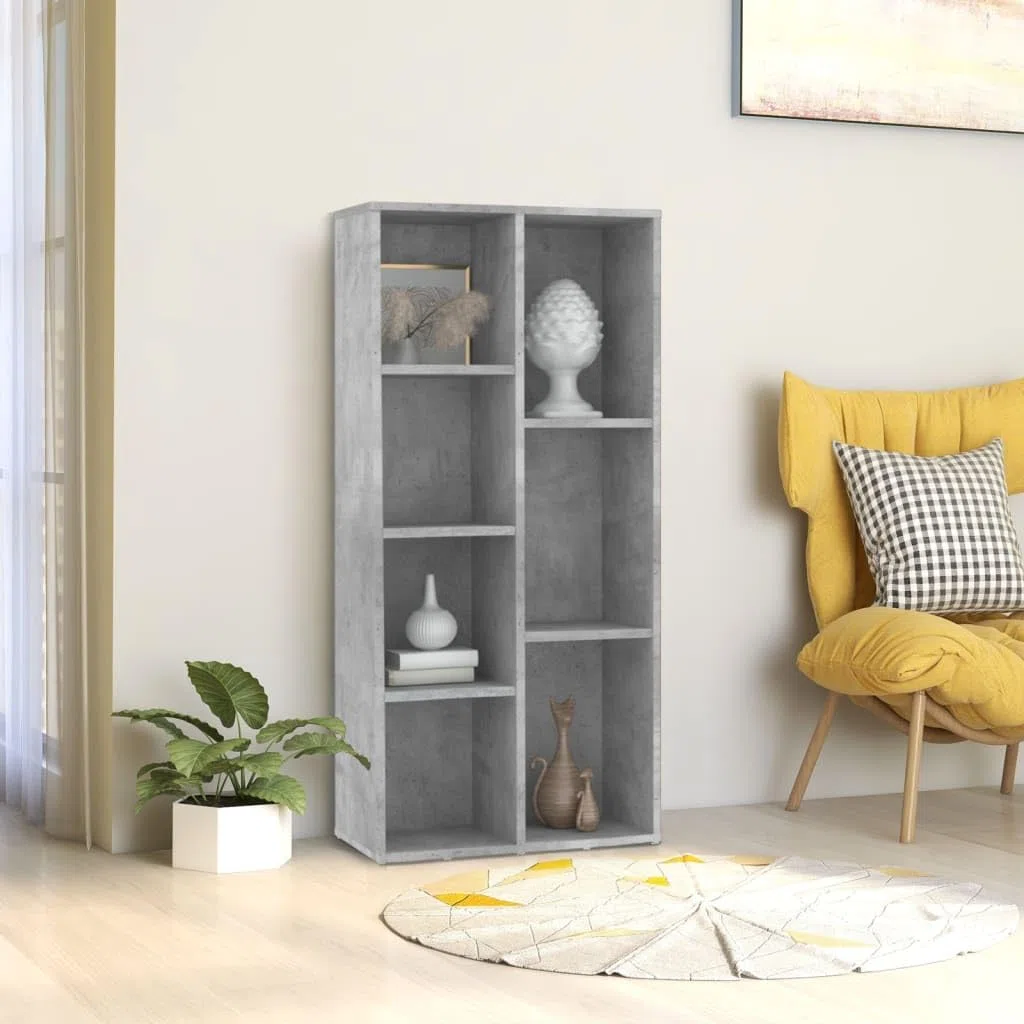 vidaXL Estantería Estante de Libros Librería Mueble Archivador de Oficina de Almacenamiento para Salón Dormitorio de Contrachapada Gris Hormigón