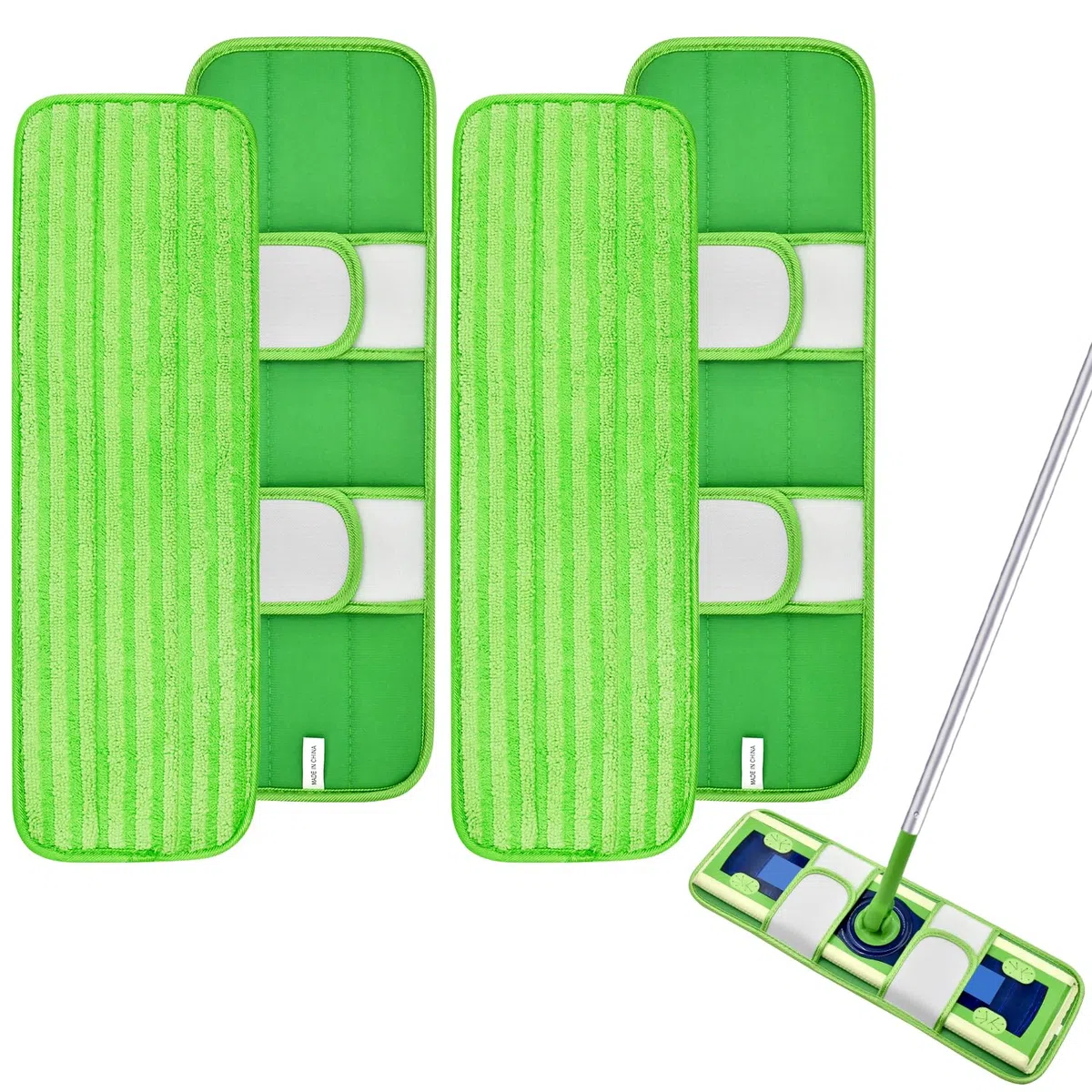 Paquete de 4 almohadillas de microfibra para trapeadores Swiffer XL, reutilizables, húmedos y secos, compatibles con Swiffer Sweeper XL, almohadillas de repuesto lavables para limpieza en seco y