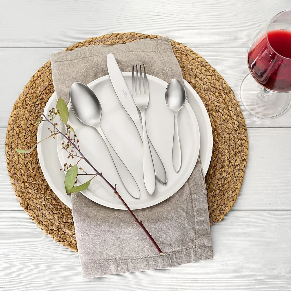 Villeroy & Boch - Set de cubertería Arthur para 12 personas, 68 piezas | Set de cubertería para fiestas grandes, acero inoxidable 18/10, plateado, apto para lavavajillas, 44 x 29 x 9 cm