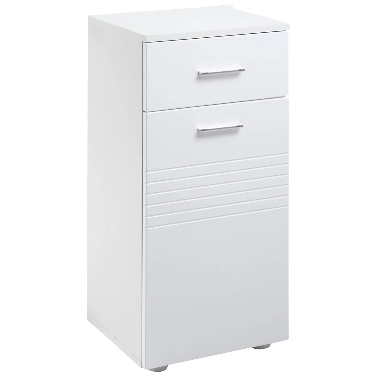 kleankin Armario Auxiliar de Baño con Puerta Cajón 35x30x77,5 cm Blanco | Mueble de Baño de Suelo, Estante Ajustable, para Salón Dormitorio Aseo