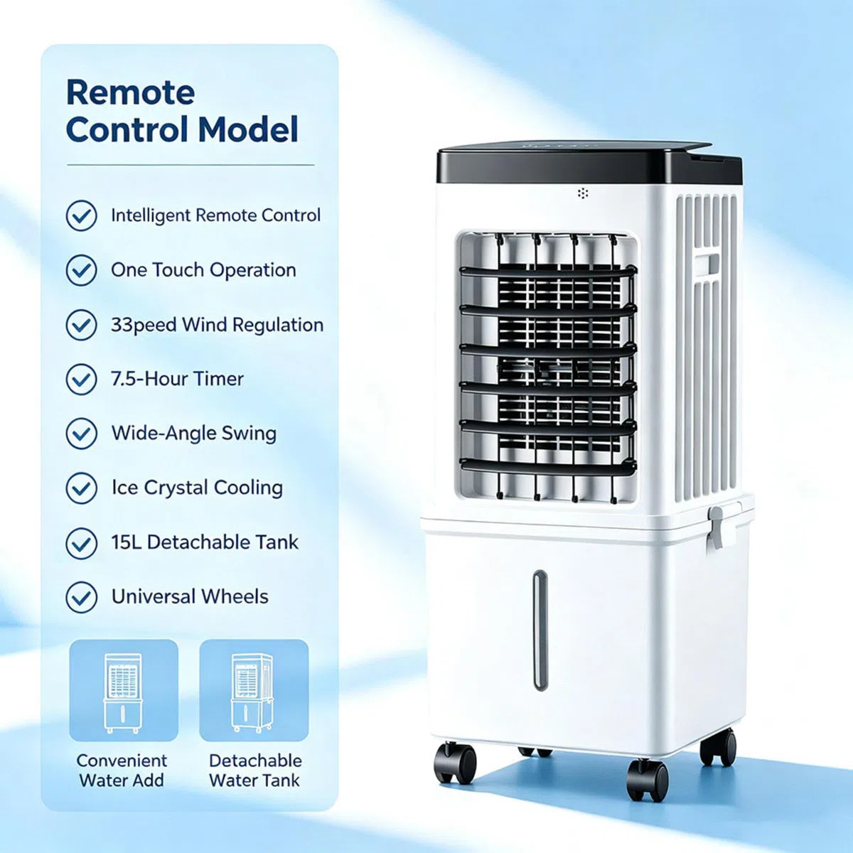 Aire Acondicionado Sin Tubo Con HumidificacióN 36–45 DB DepóSito De Agua De MáS De 10 L Enfriador De Aire Con Temporizador De 8 Horas Para Uso En Interiores