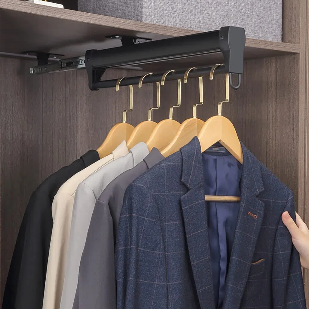 Rieles para Ropa Extensibles Varilla para Colgar de Servicio Pesado for Armarios de Armario Riel para Perchas de Ropa de Metal Perchero para Pantalones de Riel para Guardarropa, con Carga de 35 kg