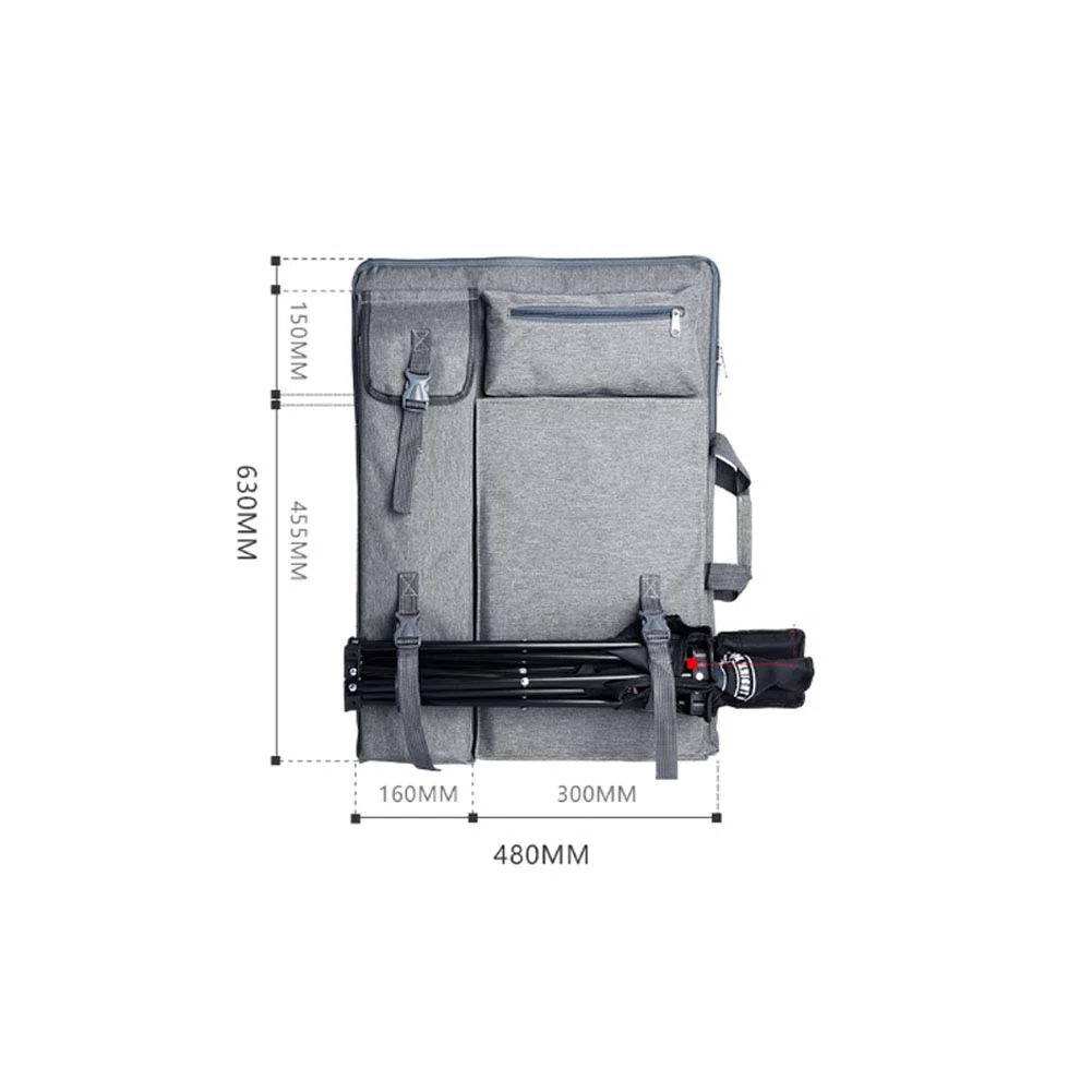 Maya Star Multifuncional Artistas Campo Llevar Bolsas 4K Sketchpad Hombros Mochila Cartón Bolsas para Dibujo Dibujo Pintura Arte Suministros - Gris