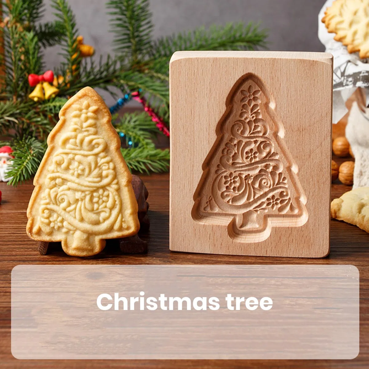 Cortadores de galletas, Moldes de madera for galletas, galletas, galletas antiadherentes, galletas 3D de madera, animales, flores, copos de nieve, Papá Noel, lavavajillas, dulces de Chocolate