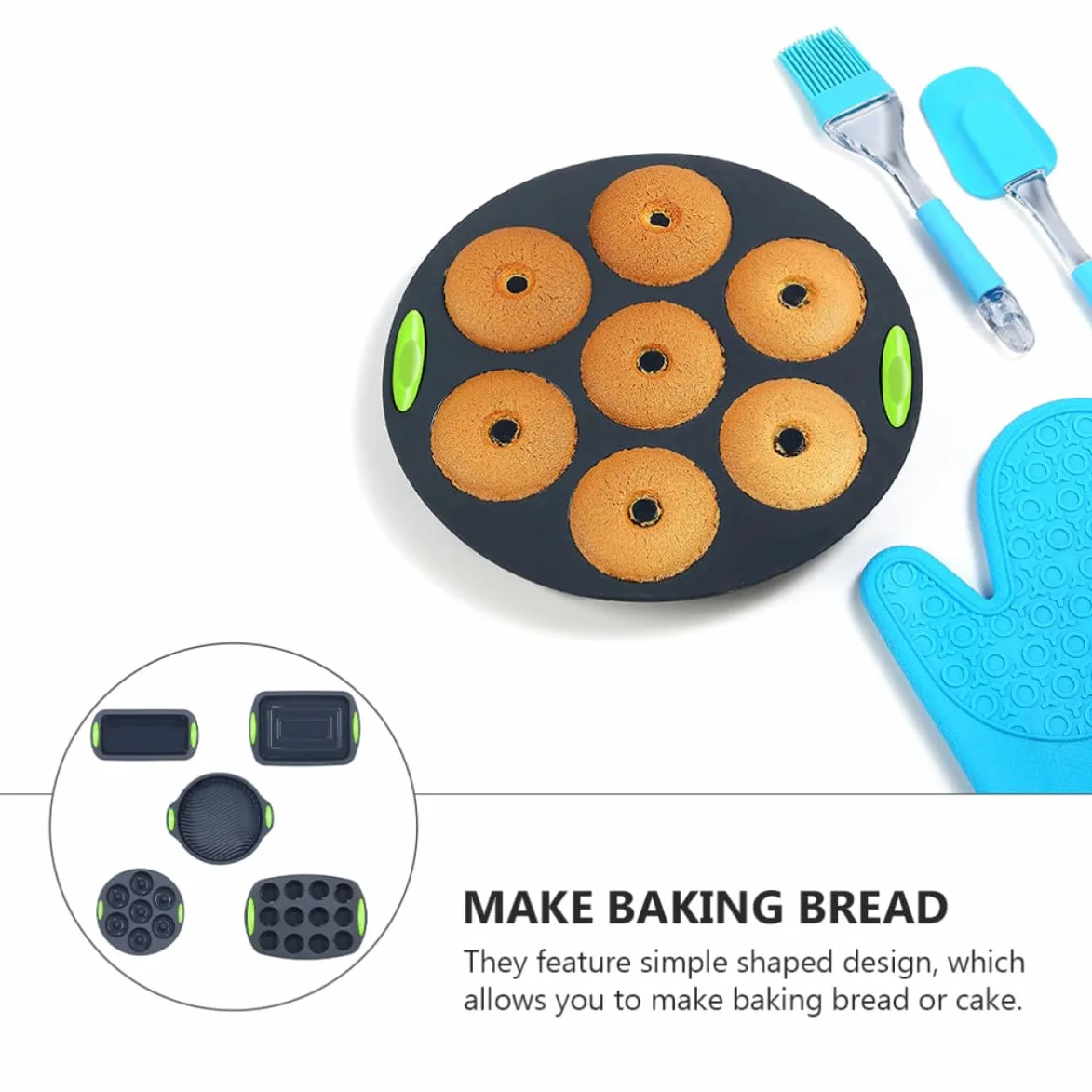 Moldes de Silicona Utensilios Prácticos y Fáciles de Limpiar para Hornear Pasteles Reutilizables Set de 5 para Cocina y Repostería en Familia
