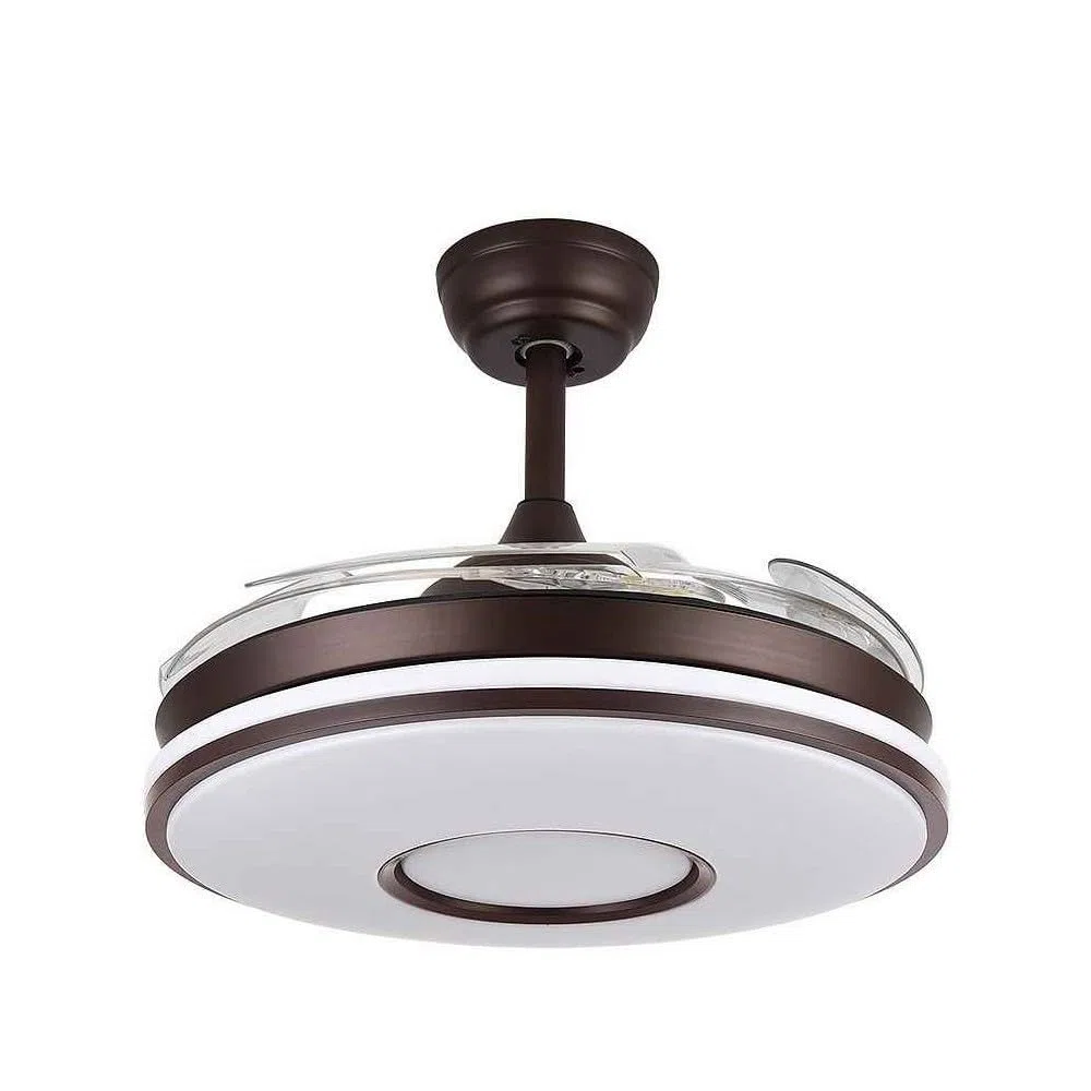 Ventilador marron modelo DANI motor DC y led integrado FABRILAMP