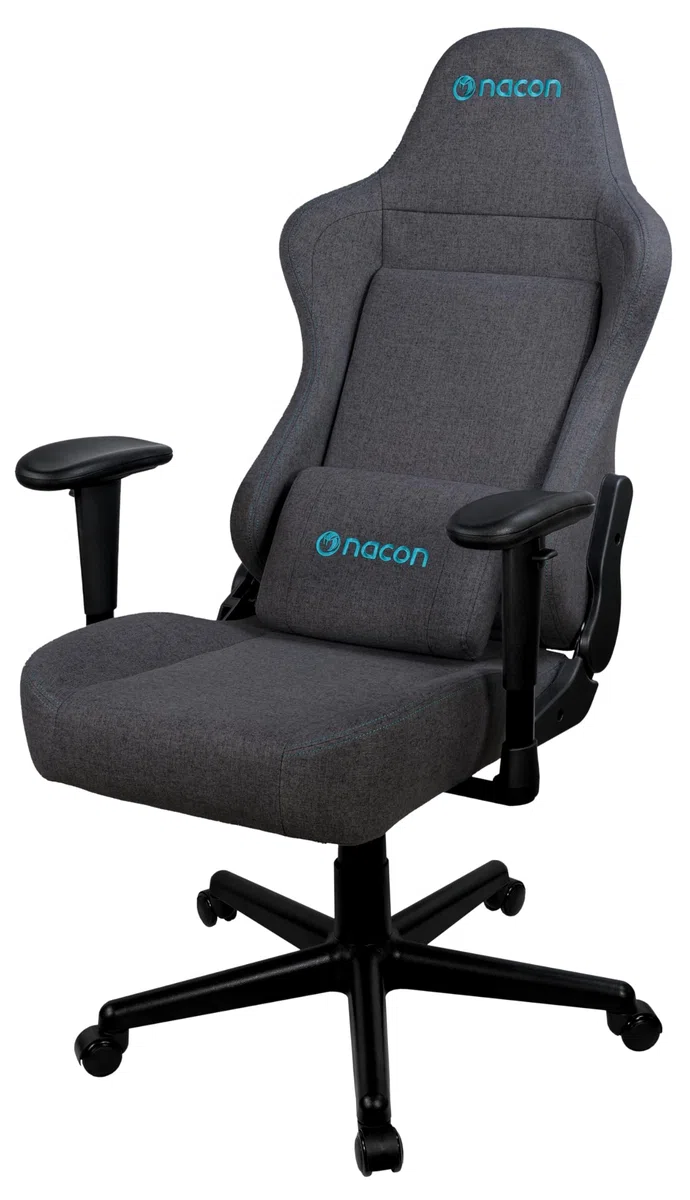 Nacon - Silla Gaming PCCH-380 Ergonómica con Reposabrazos 2D | Silla Gaming con Cojín Lumbar, Reclinable hasta 135º, Material Textil, Color Gris Oscuro