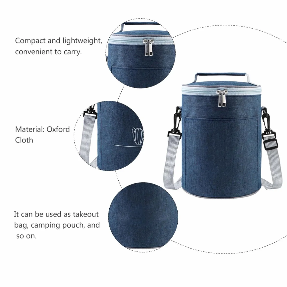 Bolsa Térmica Isotérmica para Alimentos Cremallera Bidireccional, Tela Oxford Ligera y Aislamiento Térmico Adecuado para Camping y Picnic