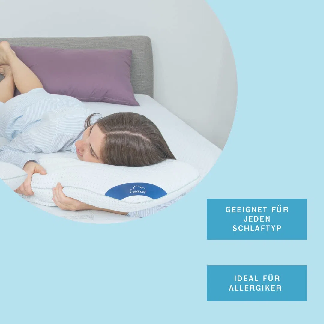 Almohada de espuma Genius eazzzy 40x80cm altura,10cm-apoyo para el cuello con 2 niveles de dureza+espuma de gel refrescante-para dormir de lado, boca arriba y abajo contra el dolor de cuello,poliéster