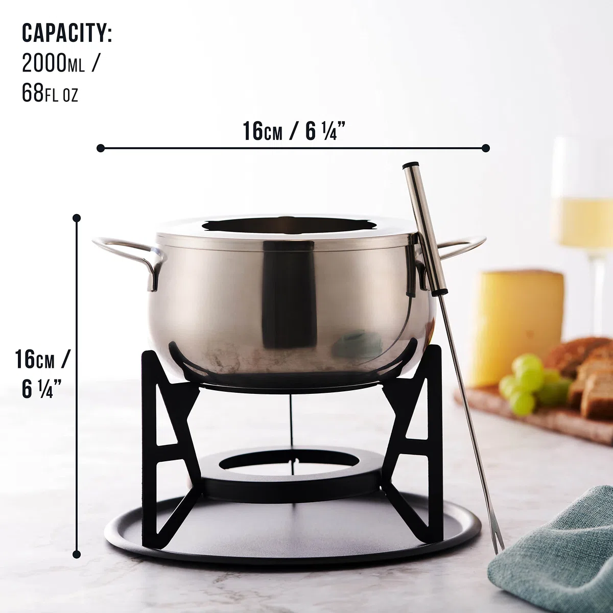 OS Oak & Steel ENGLAND Juego de Fondue de Lujo de 10 Piezas: Acero Inoxidable de Primera Calidad para una Experiencia Gastronómica Única - Regalo Ideal para Bodas, Novios y Aniversarios