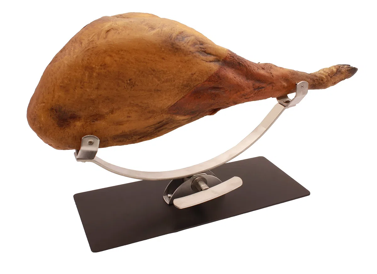 FERRETERIA LEPANTO Soporte jamonero New Generation basculante con herraje Inoxidable y base de acero color negro