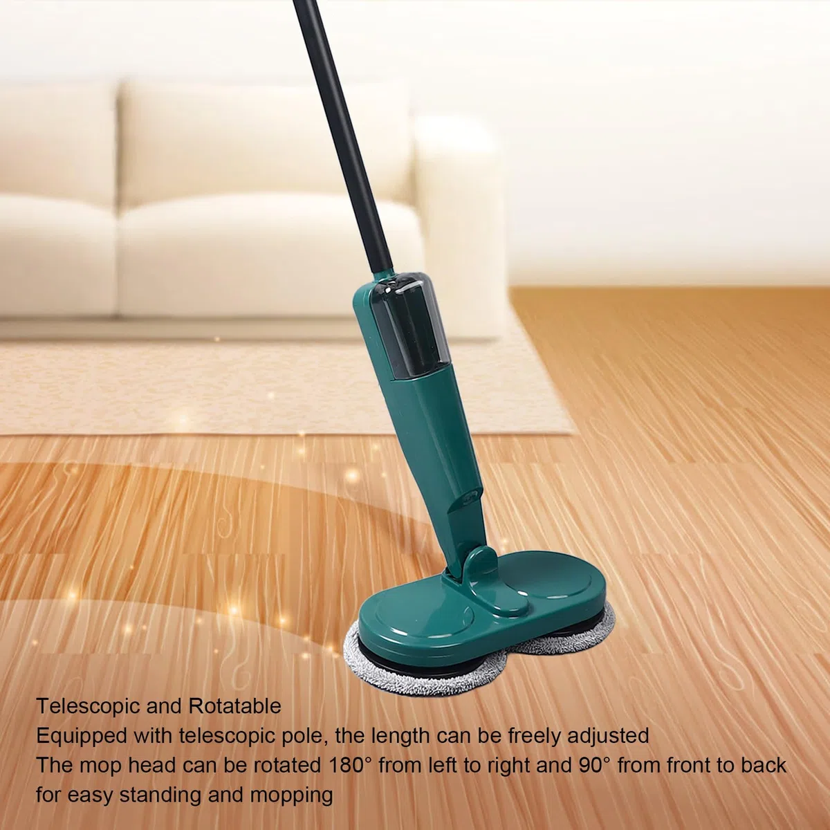 Generic Trapeador Giratorio Eléctrico, Trapeador Eléctrico Recargable Liviano para Piso de Baldosas para Piso de Mármol (Green), Generick5y68gdq1x-12