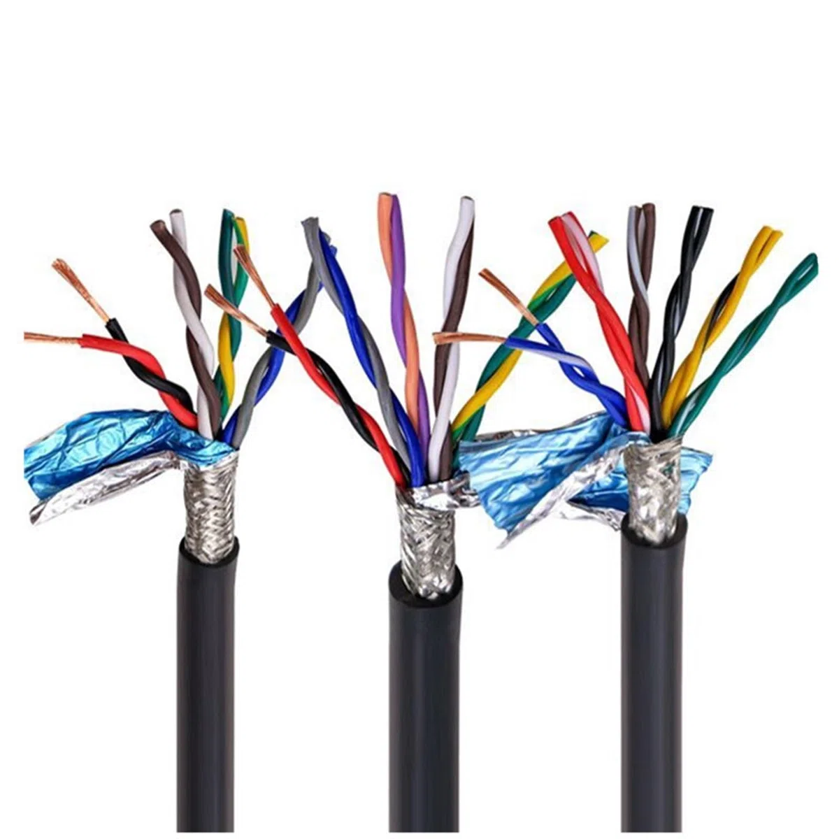 cable blindado, Cable de cobre par trenzado apantallado 2 metros control(18awg 0.75mm2 Black,4cores)