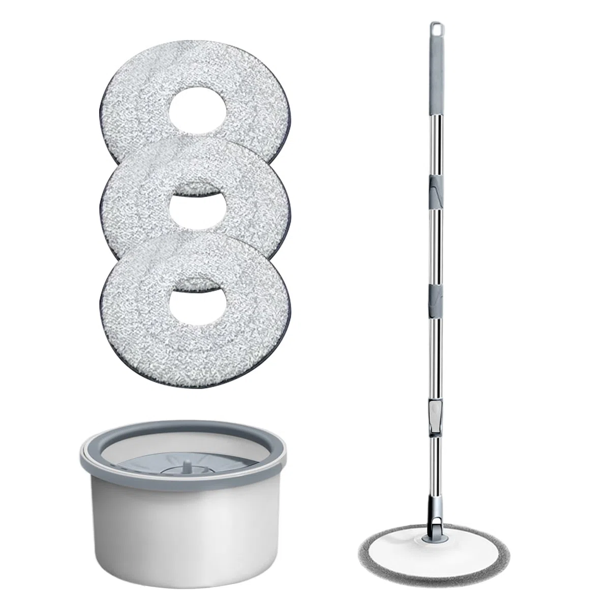 Fregona Con Cubo Compacto, Ligero, Doméstico, Limpieza | Kit Fregona Giratoria Con Cubo Individual Y Escurridor para Todo el Hogar, Suelos de Madera Noble, Mármol, Cocina, Baño y