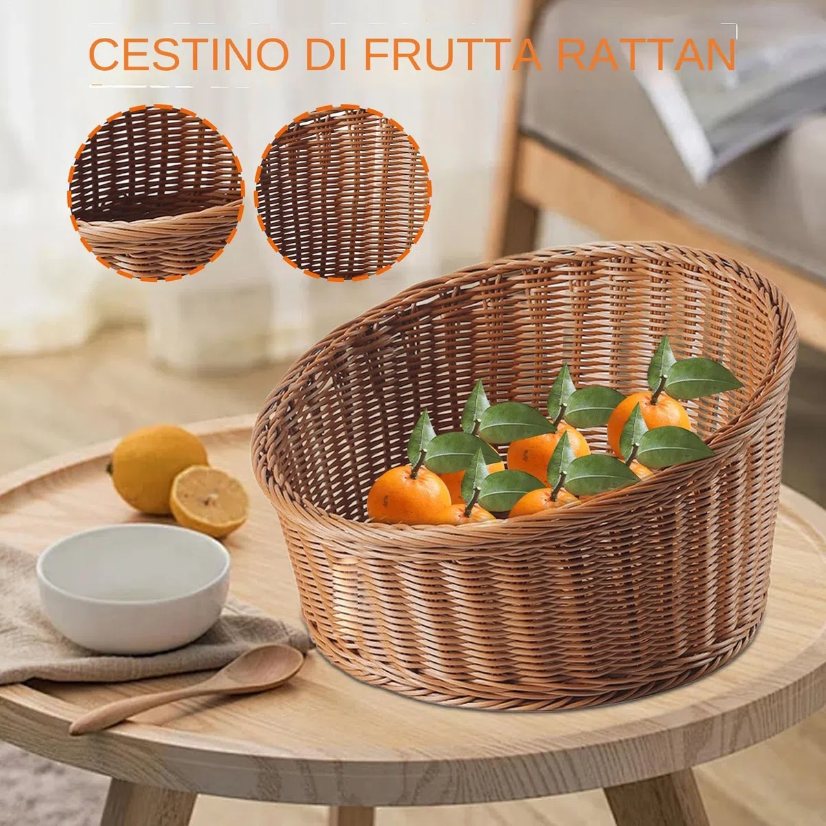 Cesta De Pan bandeja organizadora portafrutas imitación ratán aperitivos | Cesta De Mimbre Para Servir Pan mesa mostrador verduras y pasteles restaurante picnic panadería