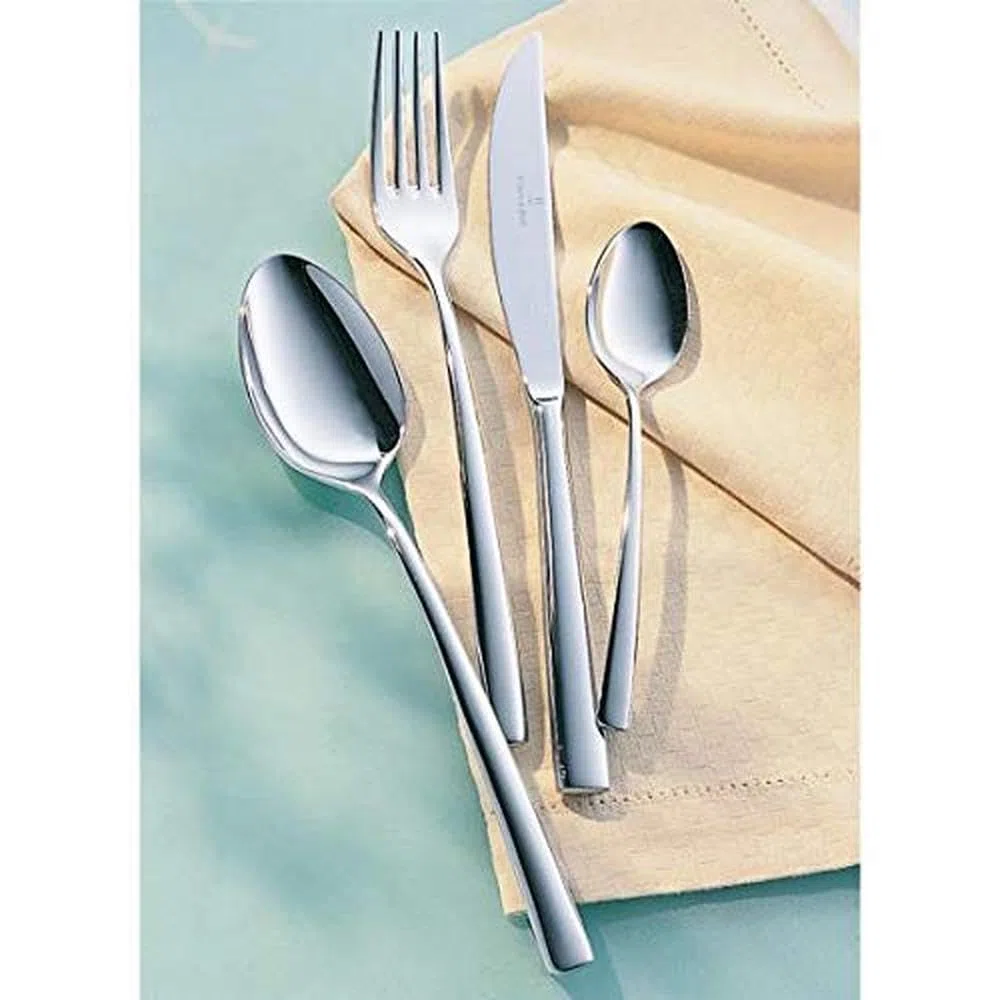 Villeroy & Boch - Piemont Set de Cubiertos 113 Piezas Plata, Apto para Lavavajillas, Cuberterías Completas 12 Personas Platino, Cubertería 18/10, Acero Inoxidable