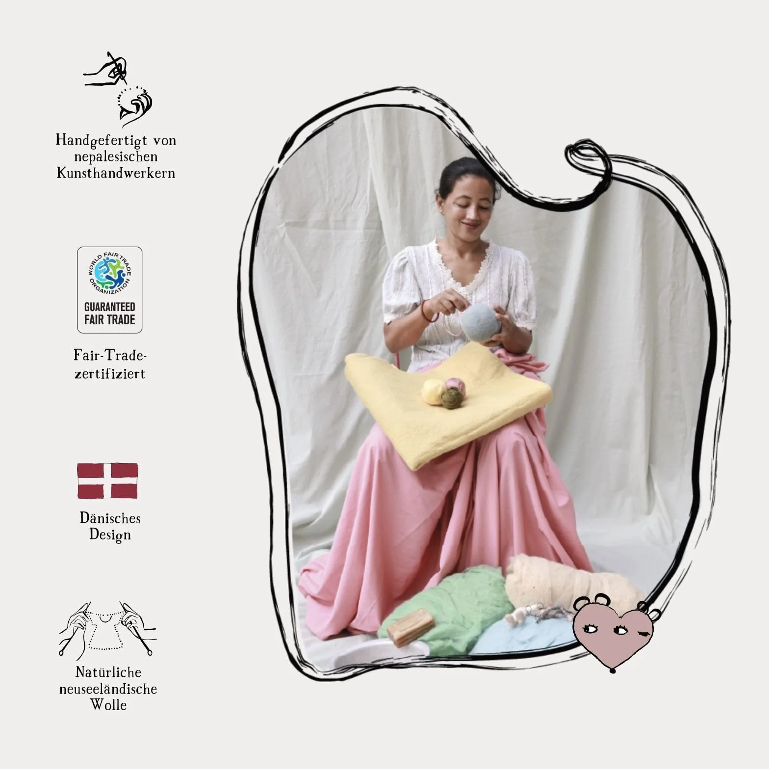 Hecho a mano y certificado de comercio justo | Gry & Sif | Elegante diseño danés x Nepali Artesanos | Corona de flores de amanecer – Amarillo | Decoración de Pascua