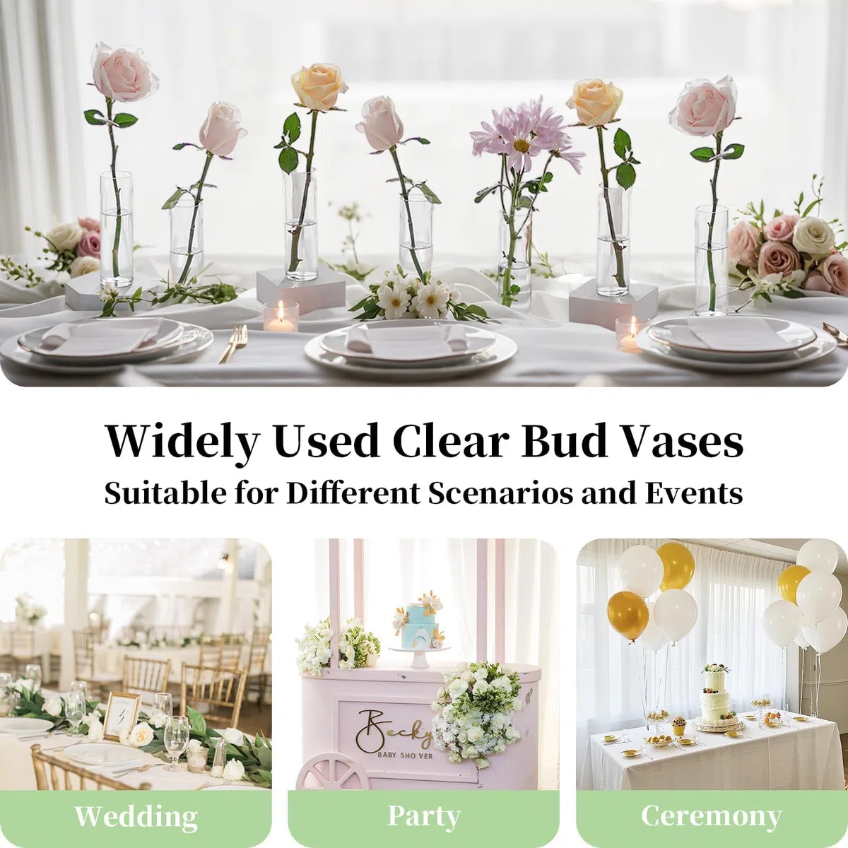 Glasseam Jarrón Cilíndrico de Cristal para Mesa: 24 Piezas de Pequeños Jarrones para Centro de Mesa de Boda Fiesta Decoración de Mesa en Casa - Jarrón Moderno Transparente para Rosas y Tulipanes