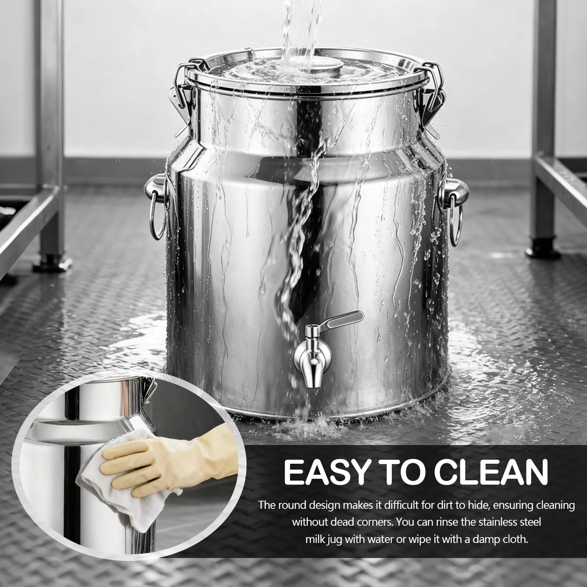 Jarra Leche Acero Inoxidable, Cubo de Vino de 8L con Tapa Sellada, Lata con Grifo de Transporte de Leche para Vino Aceite Líquidos y Sólidos, Jarra de Leches con Sello para Transportar o Almacenar