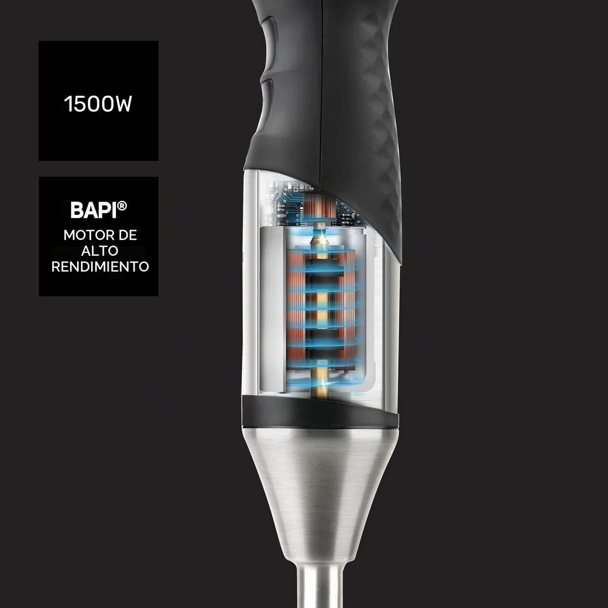 Taurus BAPI 1500 Premium XL Plus – Batidora de Mano sin BPA| Varilla Extralarga| 20 Velocidades + Turbo| 1500W| Cuchillas Acero INOX 4 filos| Incluye Set Completo de Accesorios apto para Lavavajillas