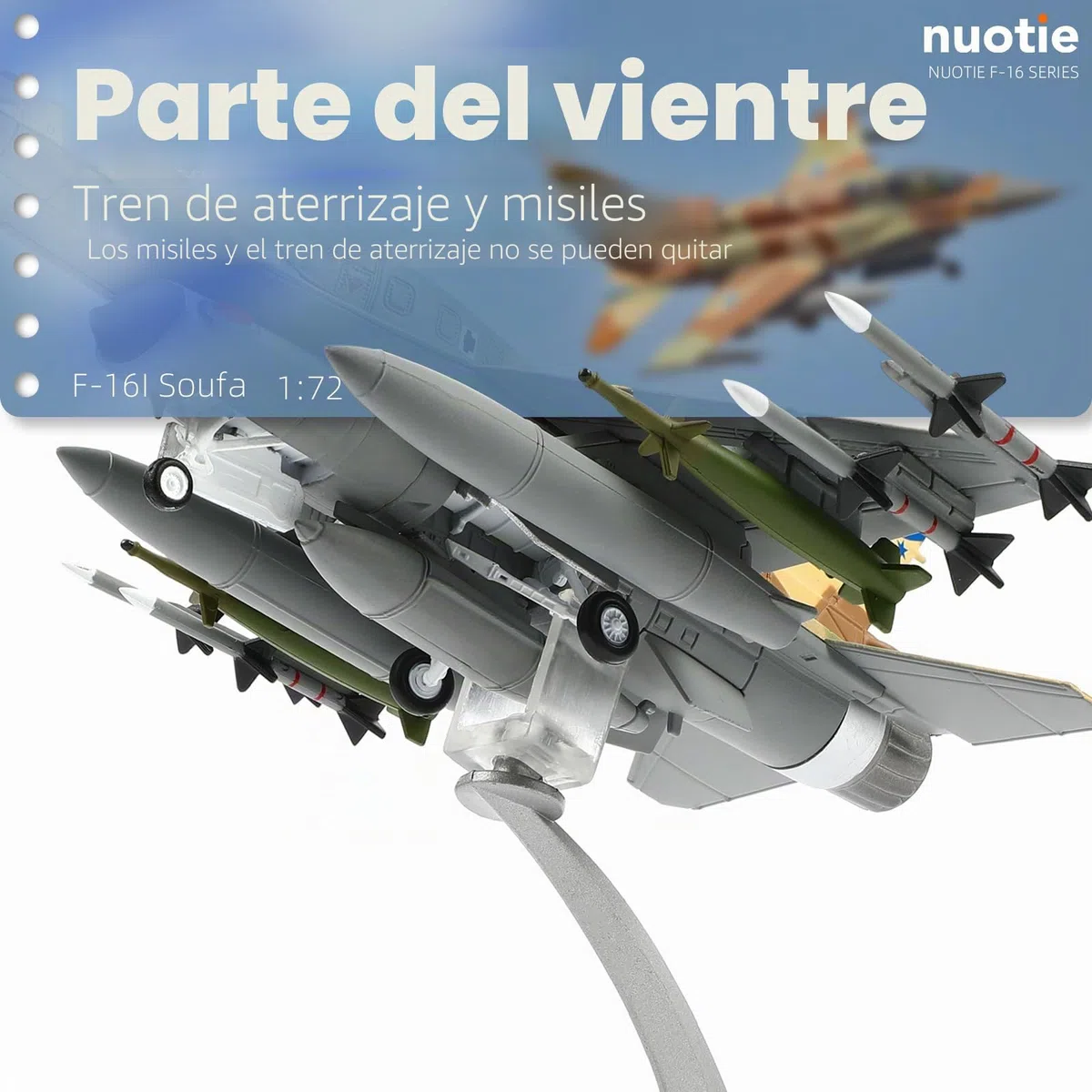 NUOTIE F-16 Fighting Falcon 1/72 Kit de Modelo de Avión de Metal Fundido a Presión Avión de Combate Aleación Modelo Preconstruido con Soporte para Adultos Colecciones o Regalo (F-16I-Israel)