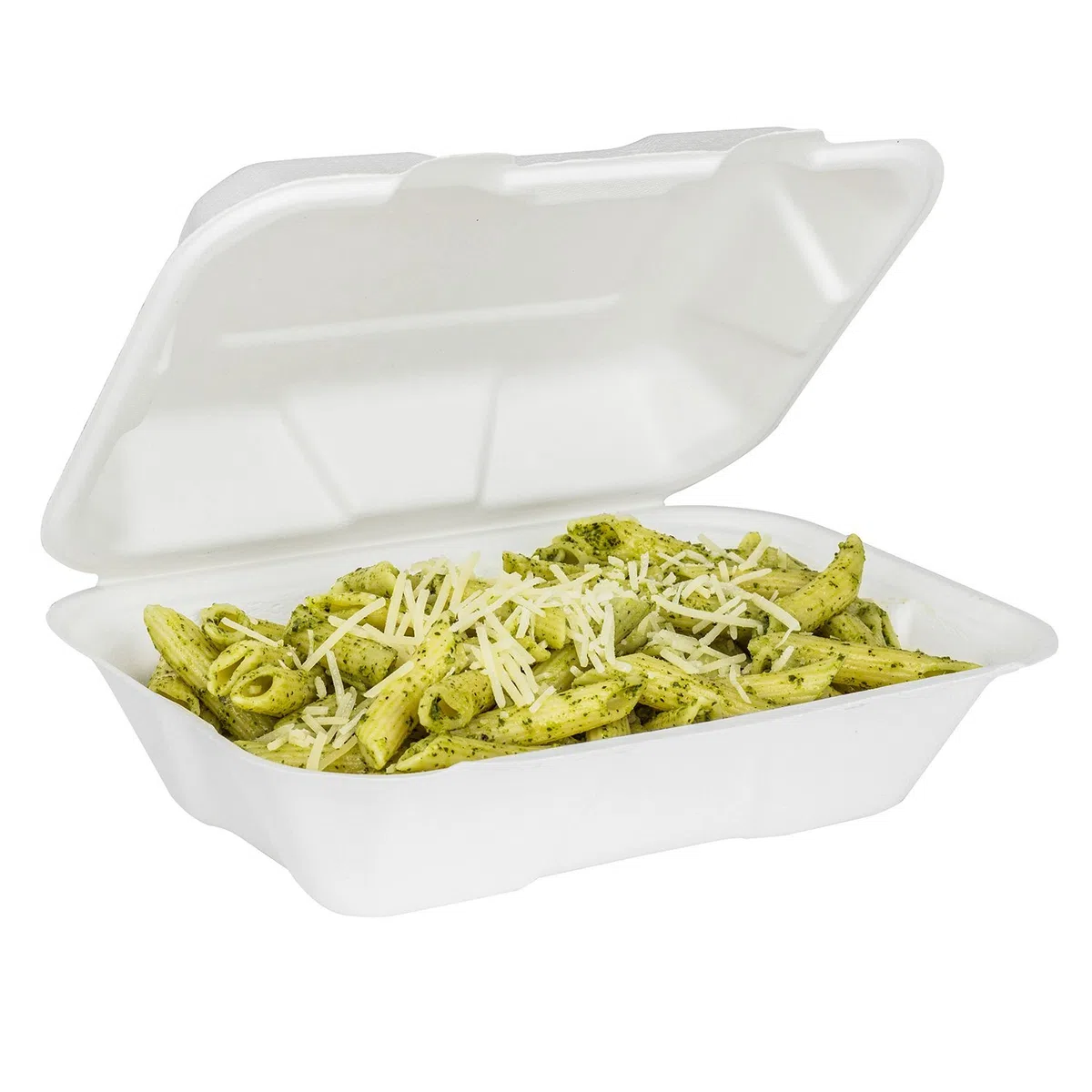 KARAT EARTH Contenedores de bagazo compostables sin PFAS de 9 x 6 pulgadas, KE-BHC96-1CFF, 200 unidades