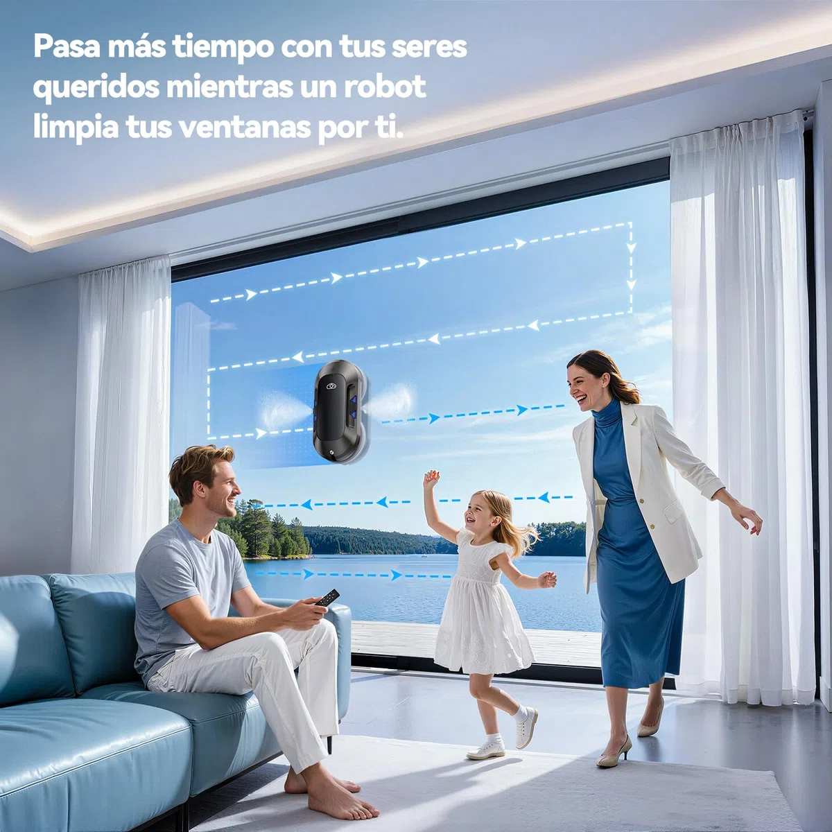Robot limpiacristales con Función de Pulverización, Succión Turbo de 6500 Pa, 3 Modos de Limpieza y navegación Inteligente para una Limpieza eficaz de Ventanas, W23D