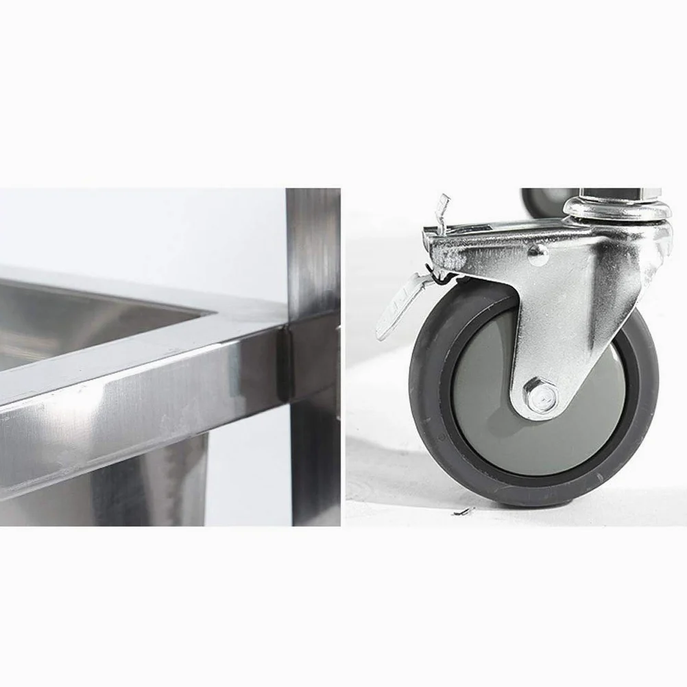 Carro de Almacenamiento de 3 Niveles de Acero Inoxidable con Ruedas, Carro de Servicio, Carro de Recogida de vajilla para restaurantes, Carro de Vino para Eventos de Hote