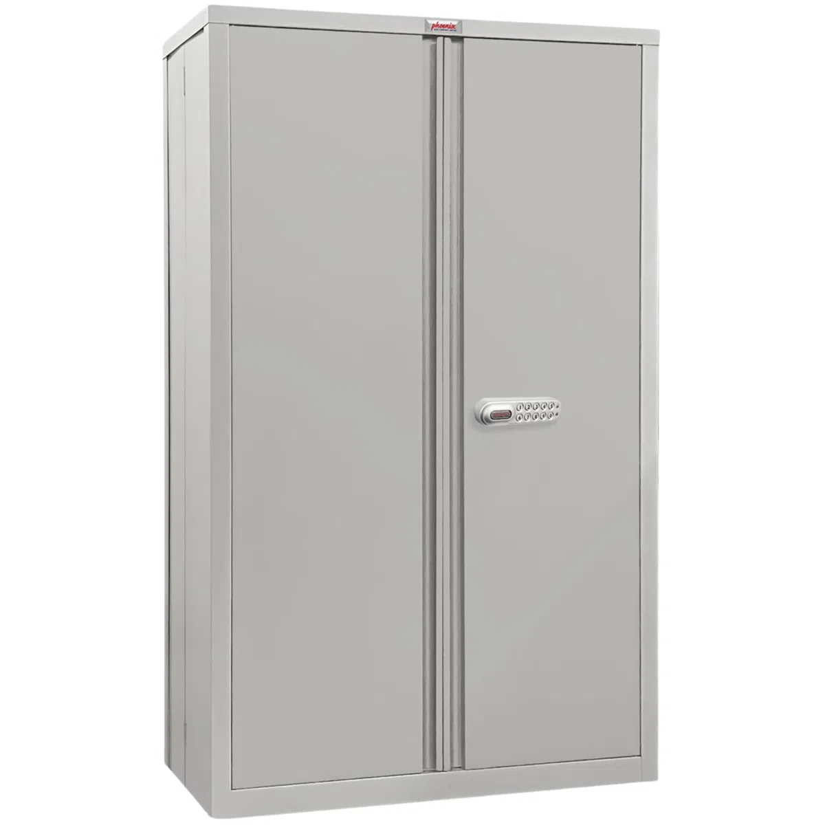 Phoenix Safe Company SCF1491GGE - Armario de papelería de 2 puertas con cerradura electrónica, 3 estantes con capacidad de 60 kg por estante, almacenamiento plegable de acero para oficina y almacén