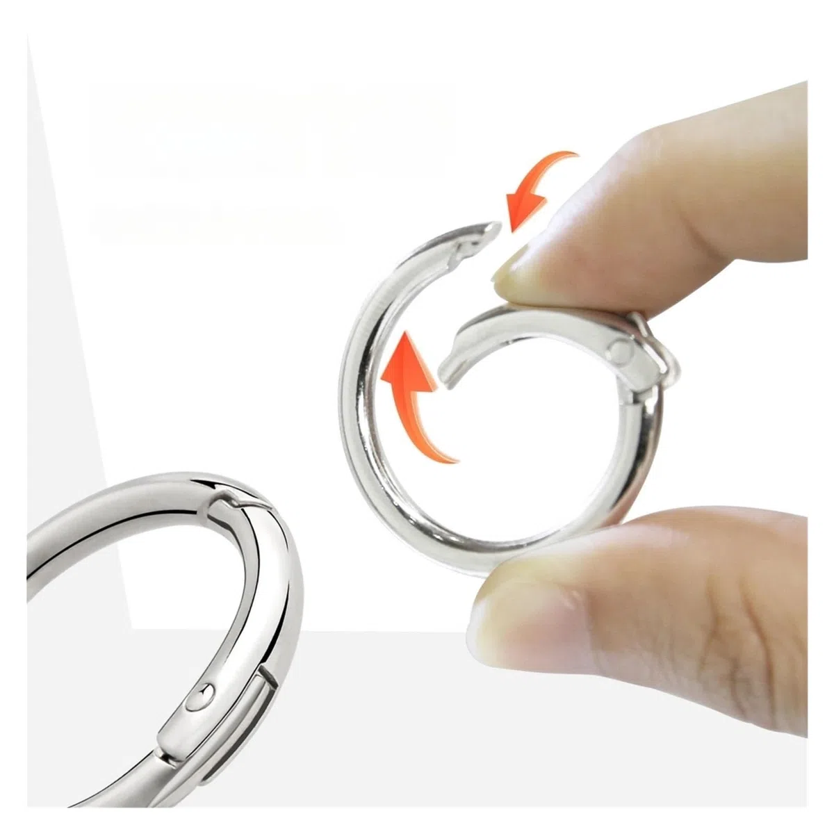 Anillos redondos de resorte metal 30 piezas Gancho presión anillo redondo Llavero circular que se puede abrir Bolsa Ganchos correa Kit costura Correas Bucle(Gray,25mm)