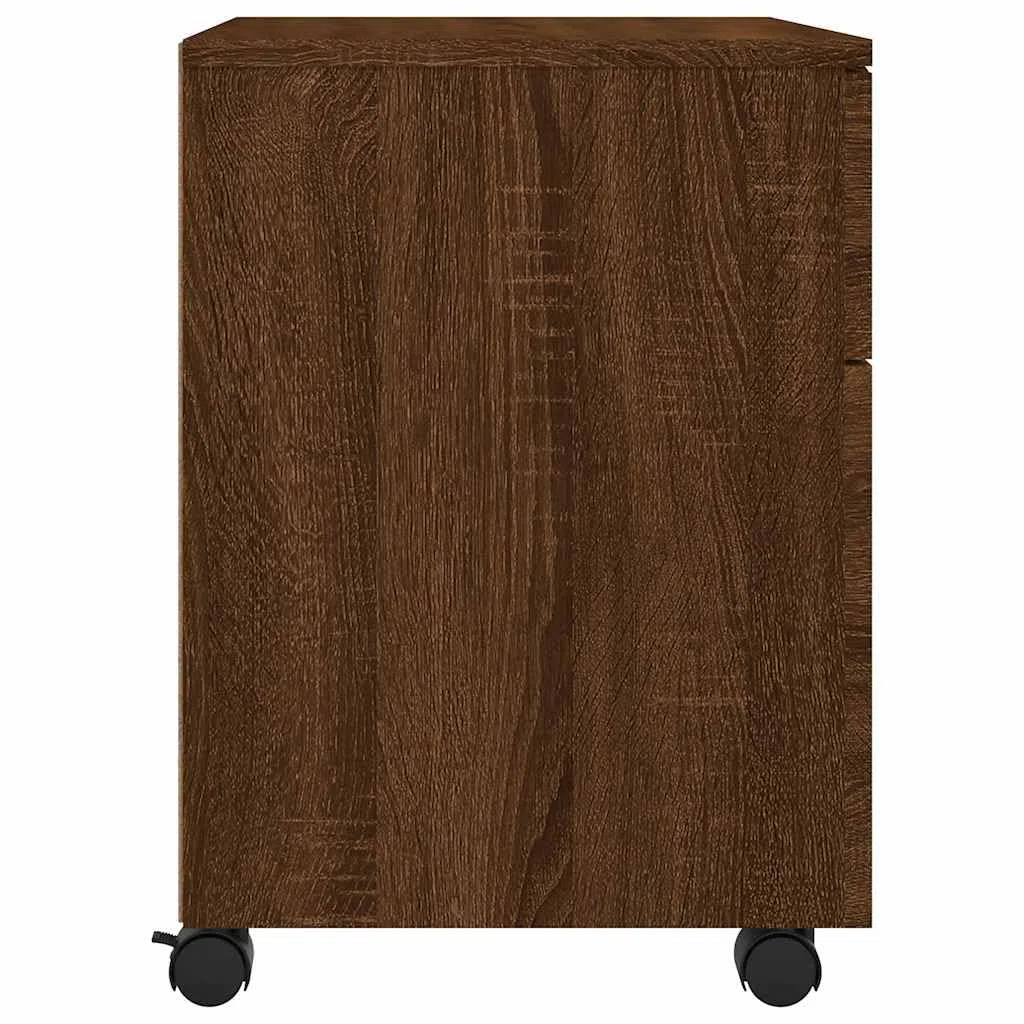 vidaXL Archivador Ruedas Escritorio Oficina Mueble Armario Móvil Almacenamiento Documentos Cajones Casa Madera Contrachapada Color Roble
