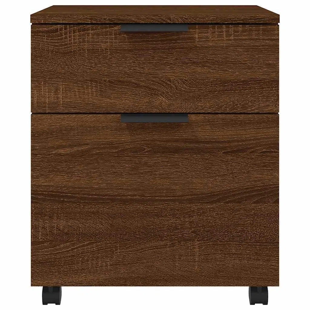 vidaXL Archivador Ruedas Escritorio Oficina Mueble Armario Móvil Almacenamiento Documentos Cajones Casa Madera Contrachapada Color Roble